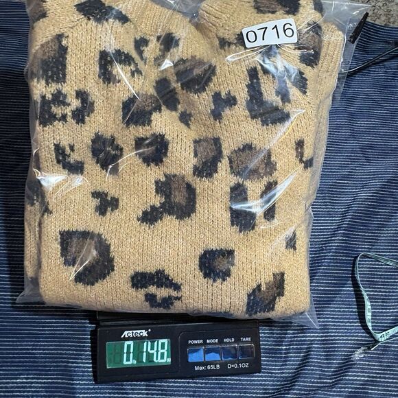 Isabel Maternity XS Leopard Print Sweater Women Tan Knit Boho Cozy Fall Trend - Picture 6 of 6